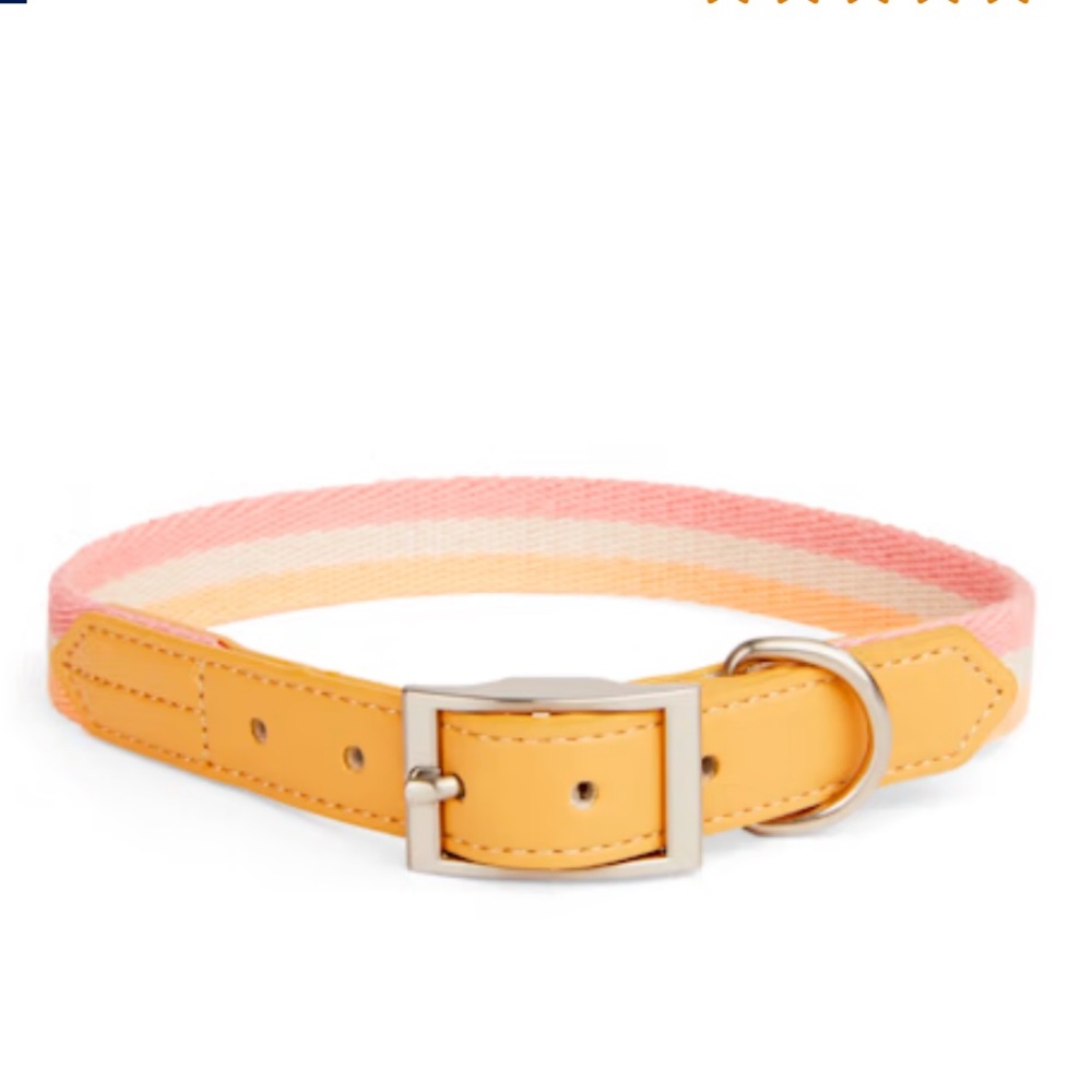 YOULY the avant-garde Horiztonal Stripe Dog Collar, Pink Small